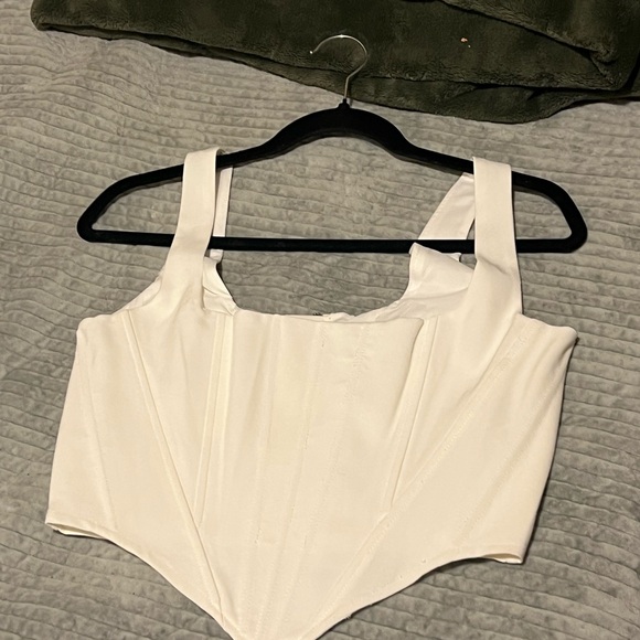 Tops - White Structured Corset Crop Top - Women